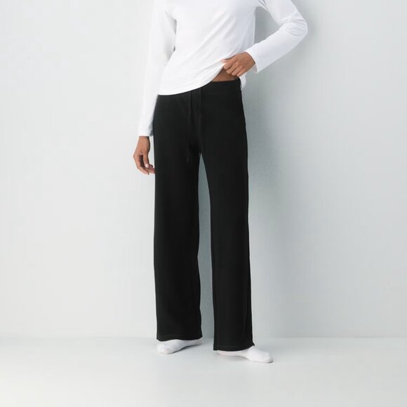 Aritiza TNA Black Wafflex Wide Leg Drawstring Lounge Pants - Picture 1 of 9